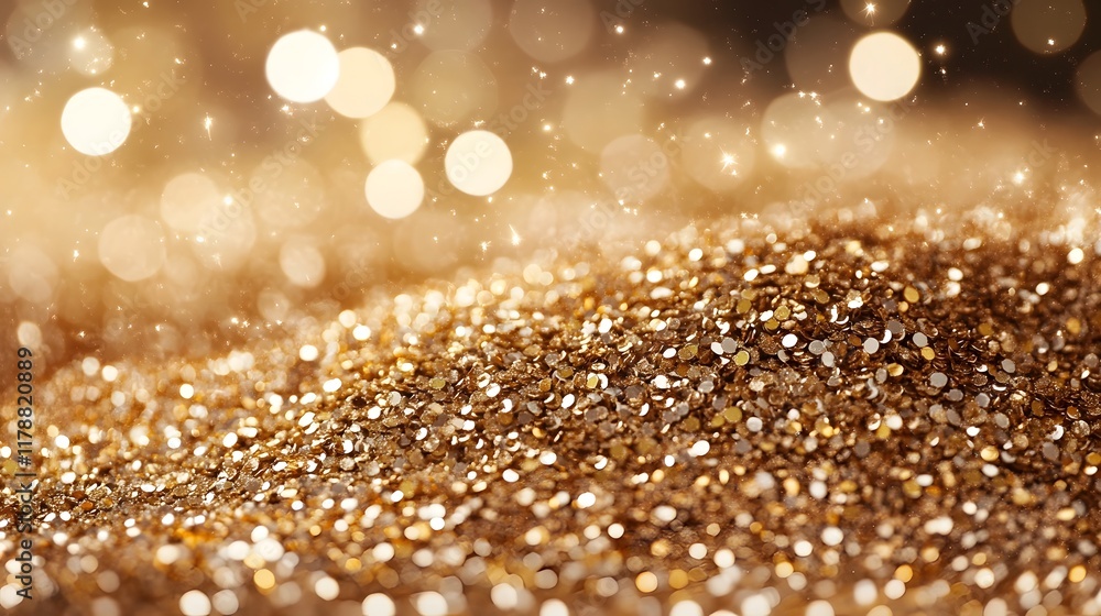 Poster luxurious festive backdrop with glittering mocha mousse sequins and shimmering bokeh lights