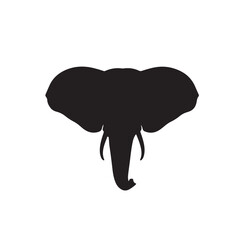 Black Elephant Head Silhouette - Vector Illustration