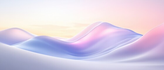 Abstract Dreamy Pastel Landscape with Soft Waves at Sunset
