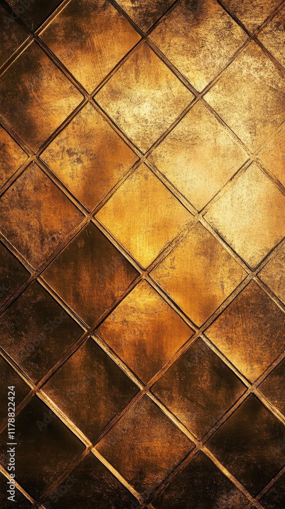 Poster this stunning golden geometric pattern features textured diamonds on a warm background. the shiny su