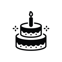 Black solid icon for cake