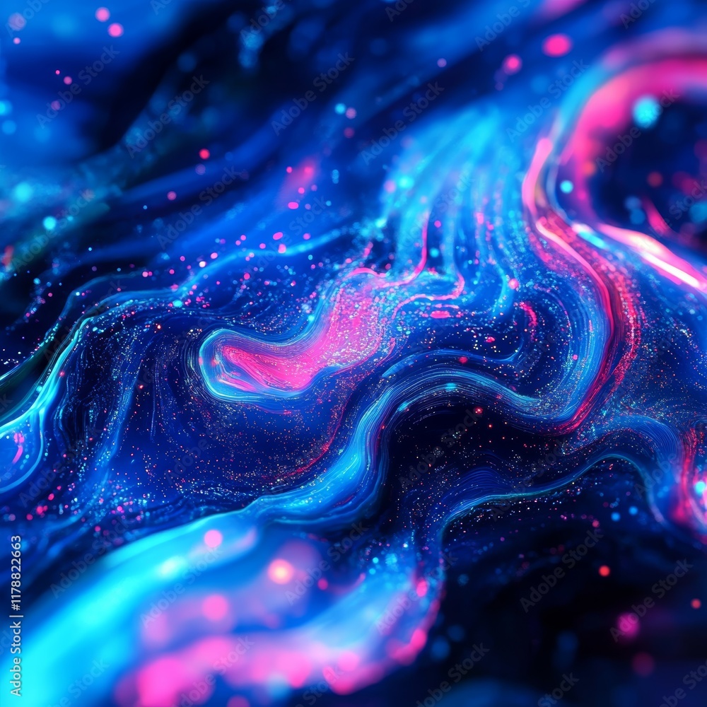 Poster vibrant abstract background with flowing colors and data elements for creative design projects
