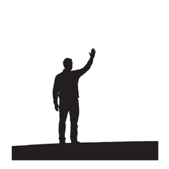 Obraz premium Greeting with a Wave: Silhouette of a Man – Vector Illustration