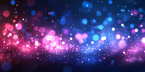 Fototapeta premium Abstract background with blue and pink glitter and sparkles.