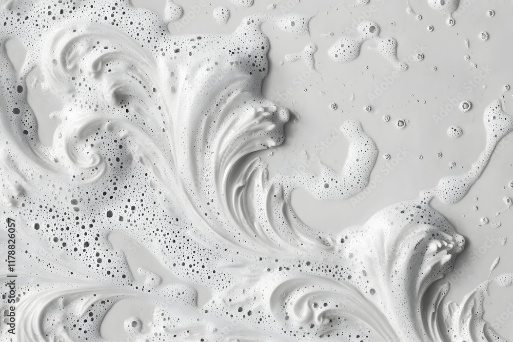 Poster elegant and minimalist banner with intricate soap foam and bubble textures on plain background