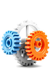 Energy Efficiency concept on the gearwheels, 3D rendering, with white tones