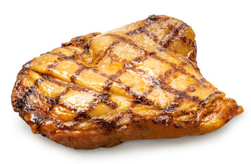 Chicken BBQ or Chicken Steak on white background, Chicken grill isolate on white with clipping path.