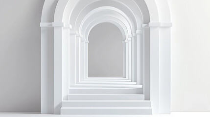 Fototapeta premium white columns,Minimalist white arch wall background,empty space,textured background,lighting and shadows,zen,wallpaper,abstract interior