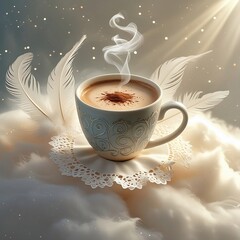 Most attractive cup of coffee with steam.