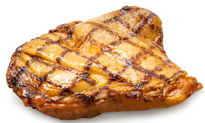 Chicken BBQ or Chicken Steak on white background, Chicken grill isolate on white PNG File.