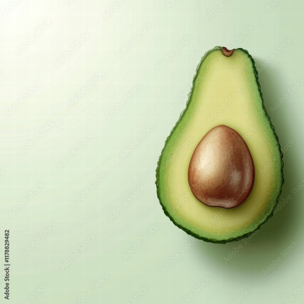Poster Creative avocado design with visible seed for mock up and text placement on light background. Generative AI