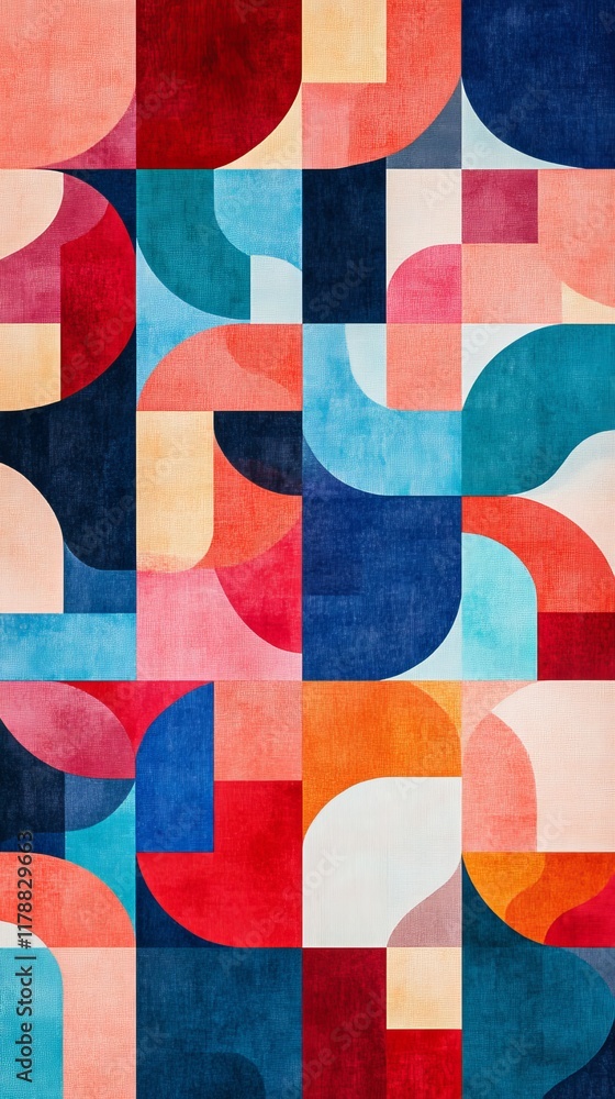 Poster a dynamic abstract geometric pattern featuring vibrant colors and bold shapes, perfect for modern ar