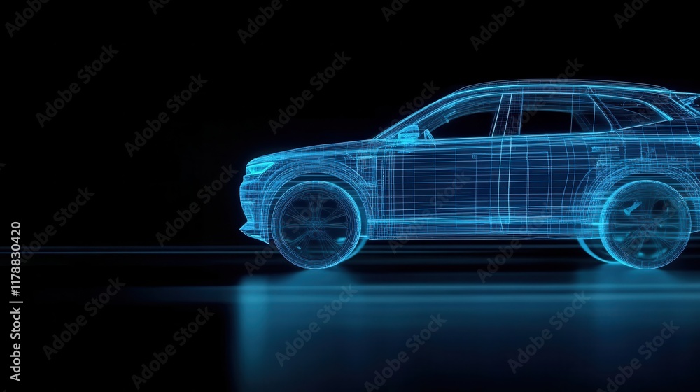 Poster advanced fluid flow analysis software applied to an electric suv prototype in a bustling automotive 