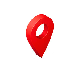 3D Red Location Pin Glossy Map Marker Iconic Design Minimalist Digital Illustration