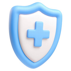 Obraz premium 3D shield icon with a medical cross, symbolizing health and protection.