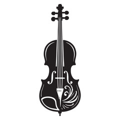 Fototapeta premium Cello Silhouette Vector Illustration, Solid White Background.