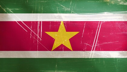 Old Vintage Suriname Flag