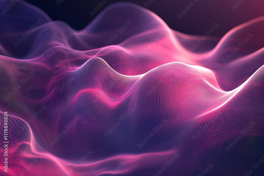 Poster this abstract digital background showcases soft flowing waves in vibrant colors, perfect for illustr