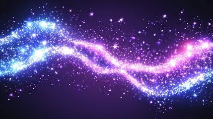 Obraz premium Glowing Purple Blue Glitter Wave Abstract Design