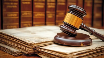 Judge gavel on a stack of case files, symbolizing authority and decision-making