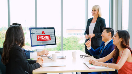 Cyber security software show alert of cyber attack for protection snugly. Danger from virus, phishing and cyber fraud.