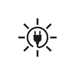 Electrical power plug with light. Vector illustration.