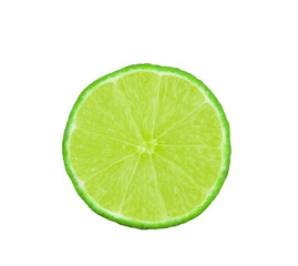 slice of fresh lime that were cut in half isolated on transparen png.