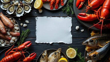 Fresh Seafood Platter with Space for Text or Design