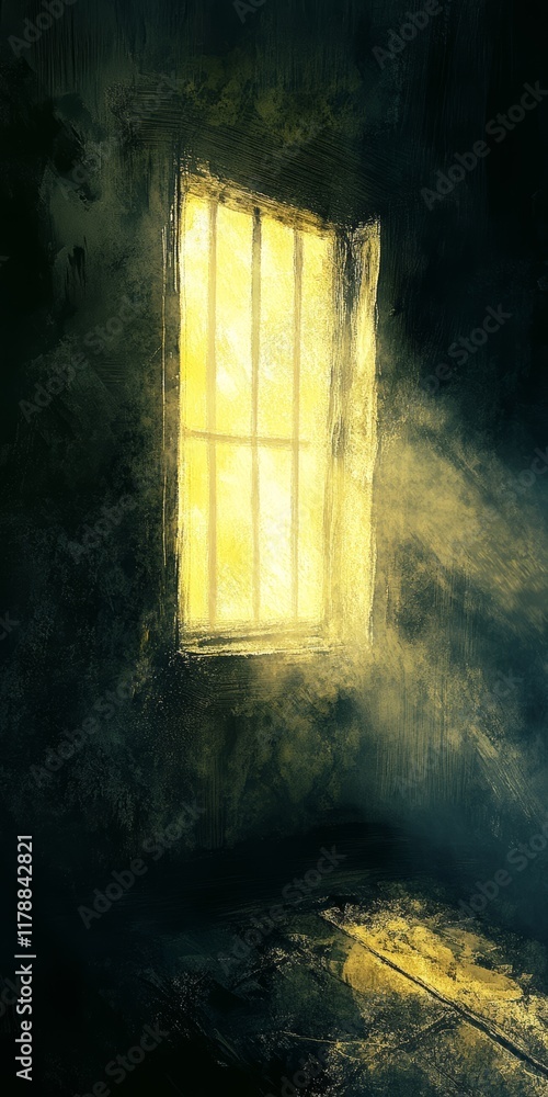 Aufkleber experience a serene atmosphere in this artwork showcasing soft light streaming through a window, cre