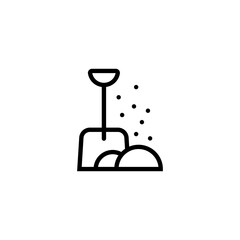 Shoveling and removal snow. Shovel snow. Vector icon. 