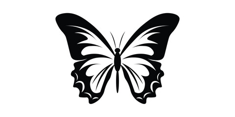 Butterfly silhouette illustration art design. insects butterfly outline, tattoo, coloring, on a white background. Butterfly icon.  © Mintu