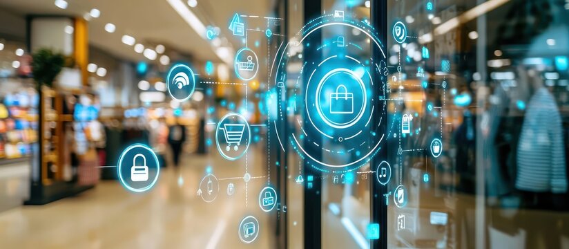 Retail analytics icons in AI with a focus on customer journey mapping.