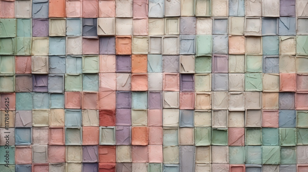 Poster colorful mosaic pattern with textile squares in a patchwork quilt style ideal for backgrounds and ar