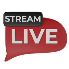 3d render chat bubble with text live stream. TV background and internet video stream concept