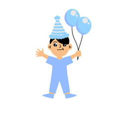 Birthday Boy Holding Balloons