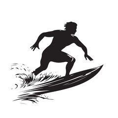 Ride the Waves: Surfer in Action – Vector Illustration