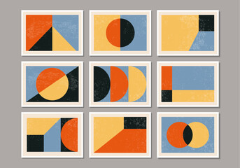 Fototapeta premium Set of minimal 20s geometric design posters with primitive shapes elements