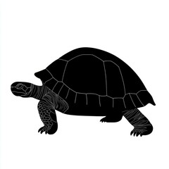 Fototapeta premium Majestic Tortoise Silhouette: A Black and White Vector Illustration of a Turtle