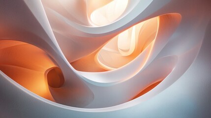Abstract Orange and White Swirls: A Digital Art Masterpiece