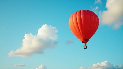 Naklejka premium Colorful balloon fabric gently billowing in breeze contrasting against bright blue sky , Professional stock photo, AI generated photograph
