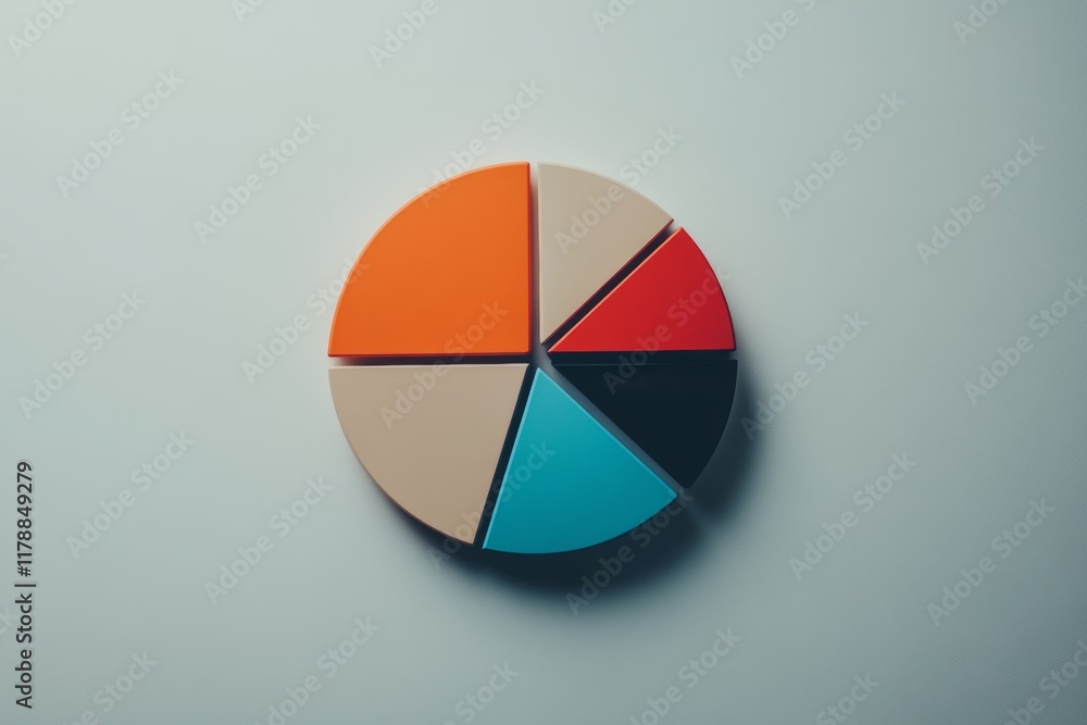 Poster this image features a colorful pie chart against a clean and minimalist background, ideal for illust
