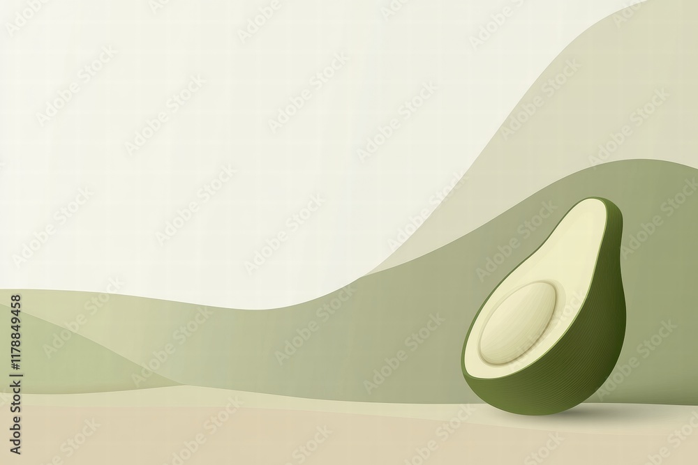Aufkleber avocado shape with visible seed on soft background offers perfect space for creative text or design 