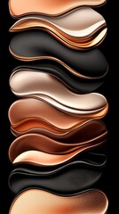 Obraz premium Abstract Metallic Wave Background Copper Bronze Gold Black Swirls Texture