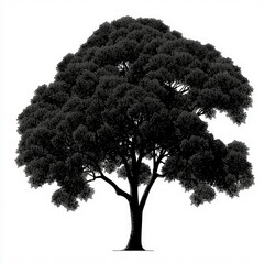 Fototapeta premium Majestic Tree Silhouette: A Black and White Botanical Illustration