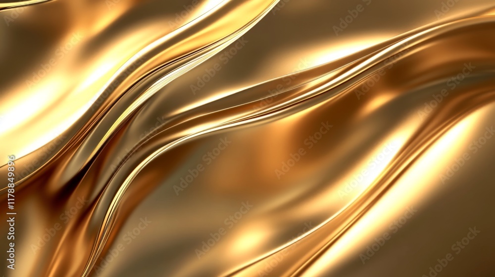 Poster this image features shimmering gold fabric flowing in graceful waves under soft light, creating an e