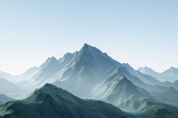 Fototapeta premium The mountains are covered in snow and the sky is clear. The mountains are very tall and the snow is very white