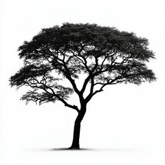 Obraz premium Majestic Tree Silhouette: A Stunning Black and White Nature Photograph