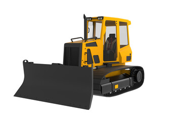 Fototapeta premium yellow crawler excavator, High-quality illustration of a yellow excavator with a bucket, ideal for construction and heavy machinery related projects. Isolated on white