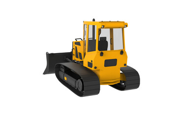 yellow crawler excavator, High-quality illustration of a yellow excavator with a bucket, ideal for construction and heavy machinery related projects. Isolated on white
