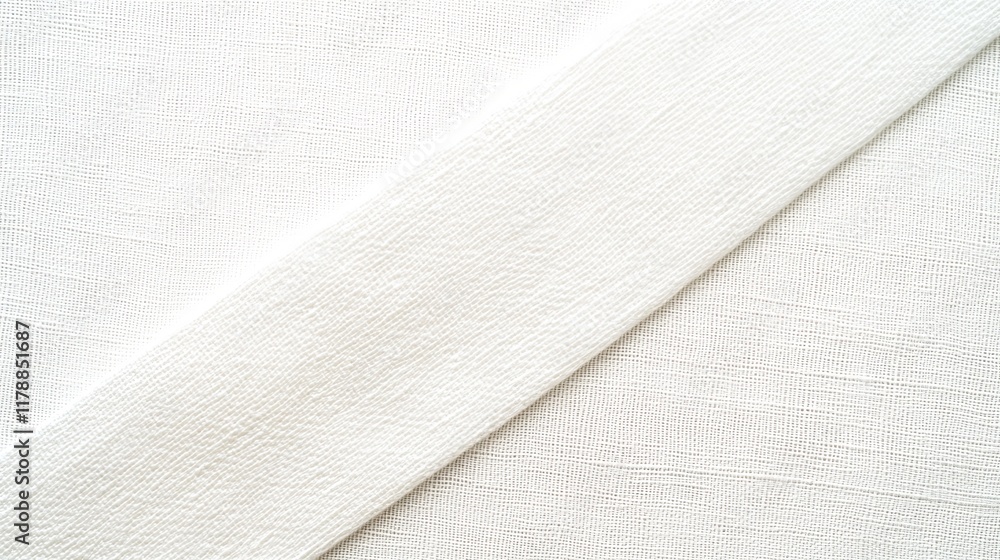Poster detailed view of white textured fabric showcasing intricate patterns, ideal for backgrounds or texti